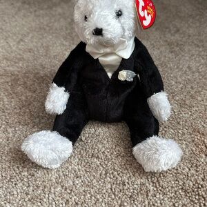 Ty Plush Bear in Black and white -Groom